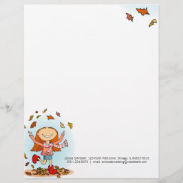 Grafischer Herbst-/Fallmädchenbriefkopf Briefbogen