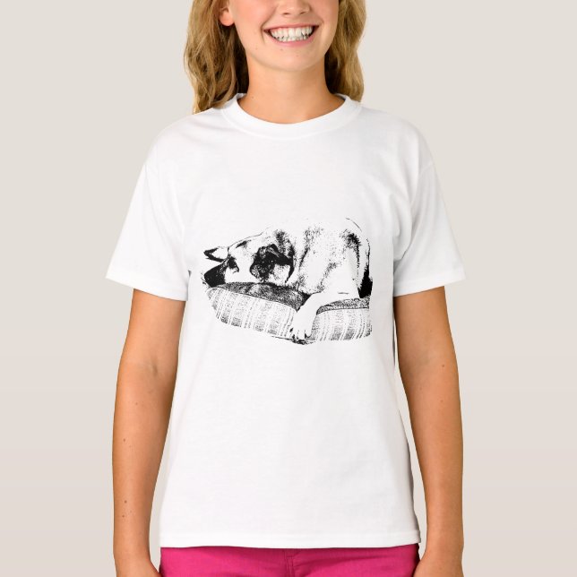 Grafischer Komfort, Lounging Dog Tee (Vorderseite)
