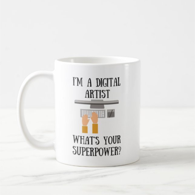 Grafischer Künstler-Supermachtsuperhero-Tasse Tasse (Links)