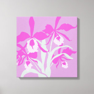 Grafischer moderner Blume lila Aqua-Orchid-Druck Leinwanddruck