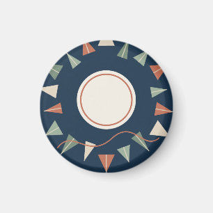 Grafischer Papiergarten in Navy und Salbei Magnet