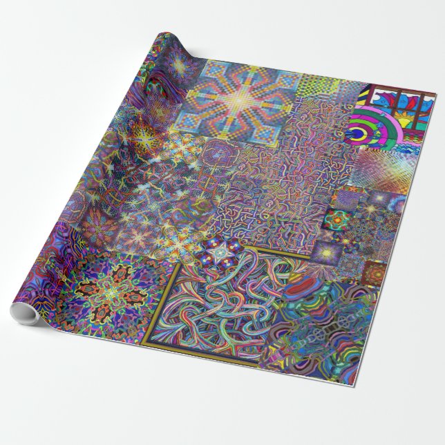 Grafischer Psychedelia Geschenkpapier (Ungerollt)