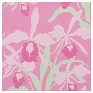 Grafischer rosa Orchideen-Blumenstoff mit Muster Stoff