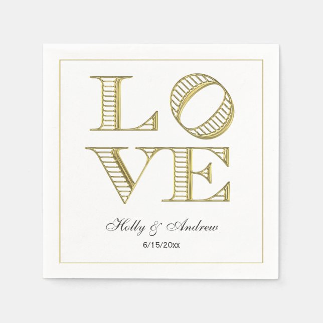 Grafischer Text der Gold-LIEBE Napkins Serviette (Vorderseite)