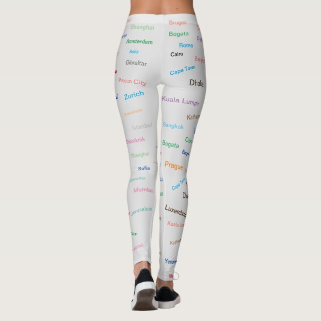 Grafischer Weltstadt auf hellgrauem Leggings (Rückseite)