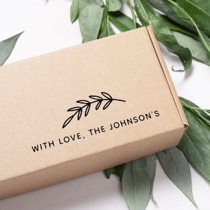 Grafischer Zweig mit Familiennamen und Liebe Permastempel