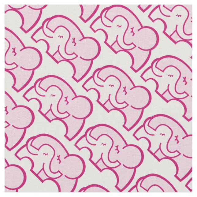Grafisches Elefantenumarmungs-Pink-Muster Stoff (Nahaufnahme)