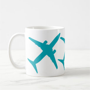 Grafisches Flugzeug in Aquablau Kaffeetasse