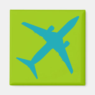 Grafisches Flugzeug in Aquablau Magnet