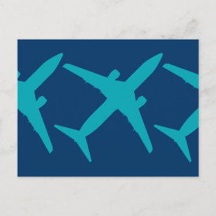 Grafisches Flugzeug in Aquablau Postkarte