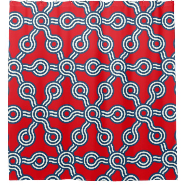 grafisches Gitter nahtloses Muster mit Hexagons gr Duschvorhang (Vorderseite)
