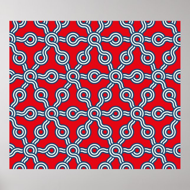 grafisches Gitter nahtloses Muster mit Hexagons gr Poster (Vorne)