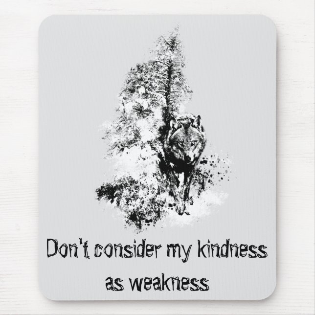 Grafisches Kunst-Grauer Wolf-Wildlife-Kindness-Zit Mousepad (Vorne)
