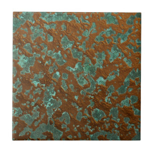 Grafisches kupfernes Patina-Muster aquamarines Fliese