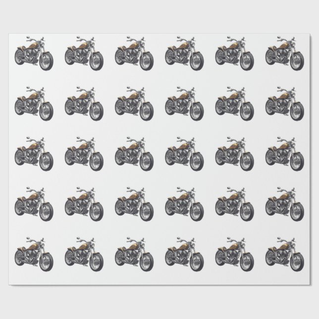 Grafisches Motorrad Geschenkpapier (Flach)