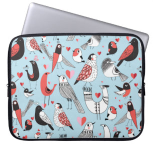 Grafisches nahtloses Muster lustiger Vogelbilder Laptopschutzhülle