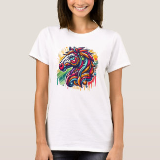 Grafisches Pferd bunt T-Shirt