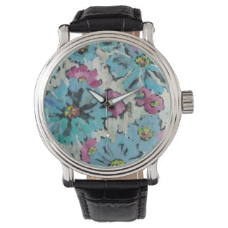 Grafisches Rosa und blaues Blau Armbanduhr