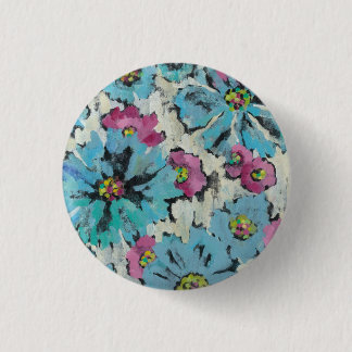 Grafisches rosa und blaues Blumen Button
