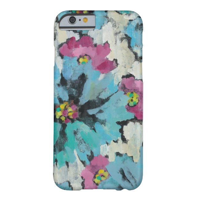 Grafisches rosa und blaues Blumen Case-Mate iPhone Hülle (Rückseite)