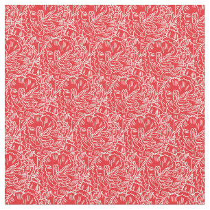 Grafisches rotes Gartennelken-Blumen-Kunstmuster Stoff