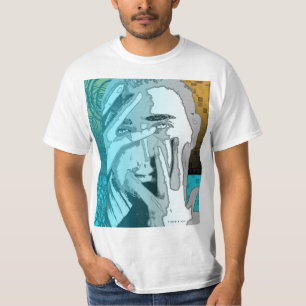 Grafisches Silhouette-Gesichts-MischT - Shirt