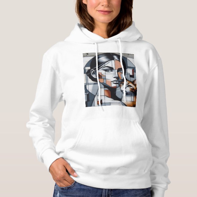 Grafitti Cat Lady Hoodie (Vorderseite)