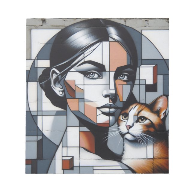 Grafitti Cat Lady Notizblock (Vorderseite)