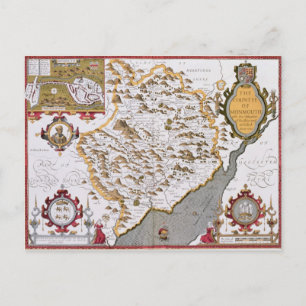 Grafschaft Monmouth, eingraviert von Jodocus Postkarte