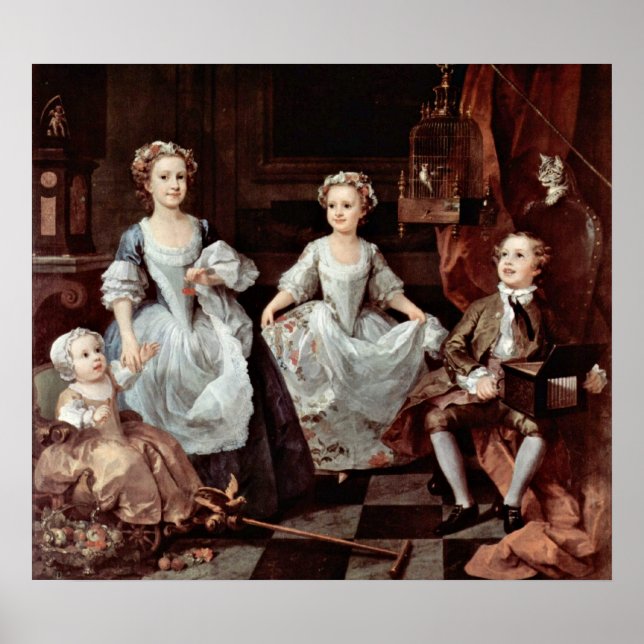 Graham Children (Portrait) von William Hogarth Poster (Vorne)