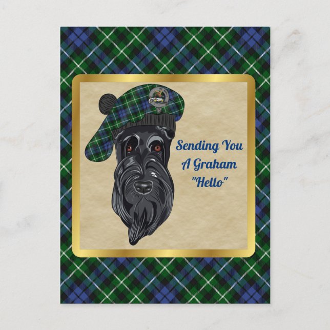 Graham Clan Abzeichen & Tartan Postcard Postkarte (Vorderseite)
