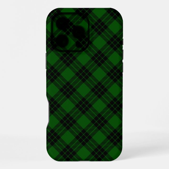 Graham-Tartan Grün-Schwarz Kariert iPhone Hülle (Rückseite)