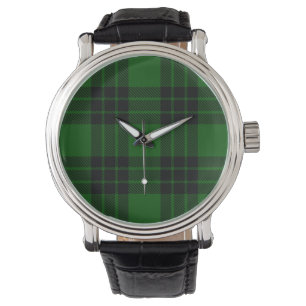 Graham Tartan Grün Schwarz Karo Armbanduhr