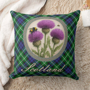 Graham-Tartan und schottische Distel Kissen