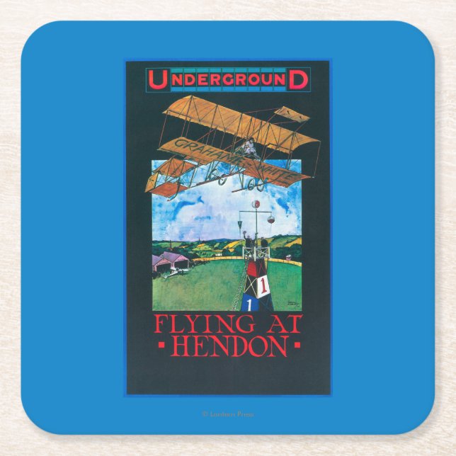 Grahame-Weiß und Flugzeug über Flughafen-Plakat Rechteckiger Pappuntersetzer (Vorderseite)