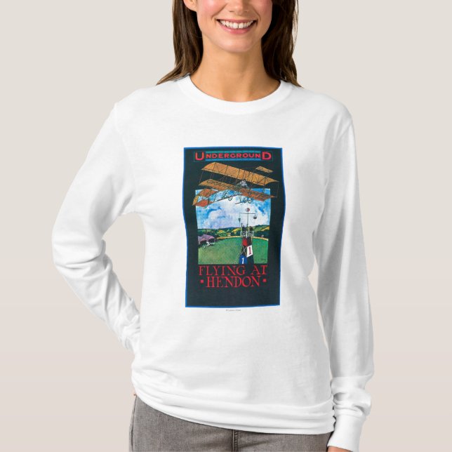 Grahame-Weiß und Flugzeug über Flughafen-Plakat T-Shirt (Vorderseite)
