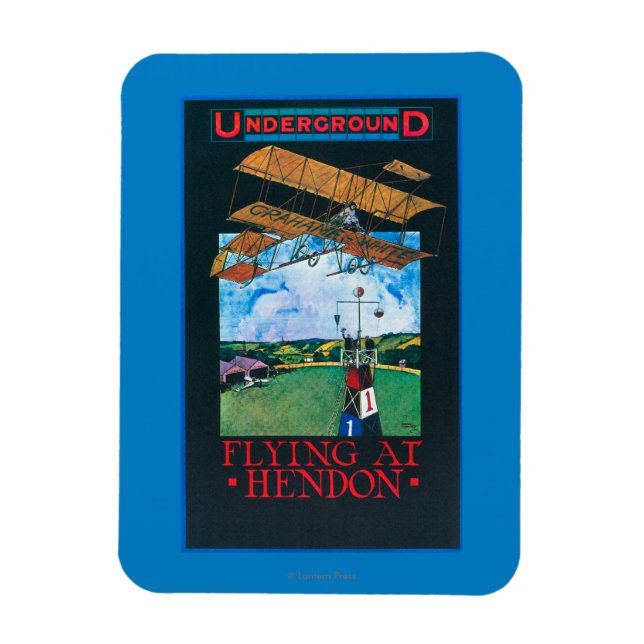 Grahame-White und Flugzeug über dem Flugplatzplaka Magnet (Vertikal)