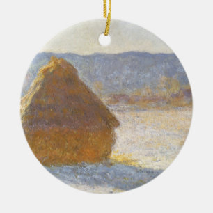 Grainstack am Morgen, Schneeeffekt von Claude Mone Keramikornament