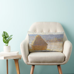 Grainstack am Morgen, Schneeeffekt von Claude Mone Lendenkissen