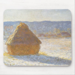 Grainstack am Morgen, Schneeeffekt von Claude Mone Mousepad