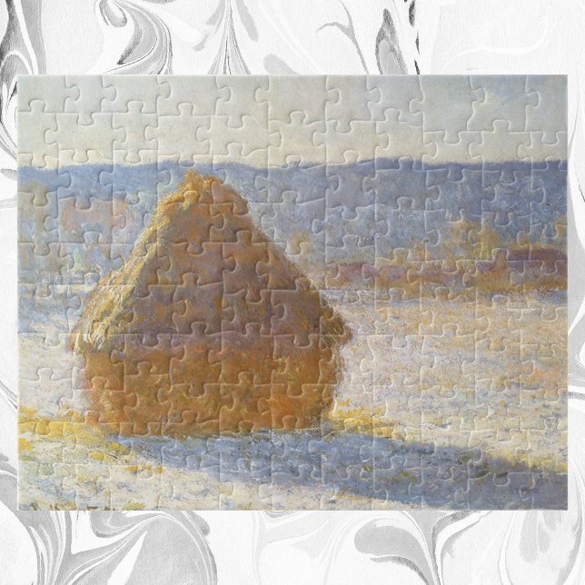 Grainstack am Morgen, Schneeeffekt von Claude Mone Puzzle (Von Creator hochgeladen)