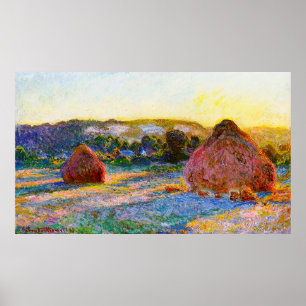 Grainstacks am Ende des Sommers, Abends-Effekt Poster