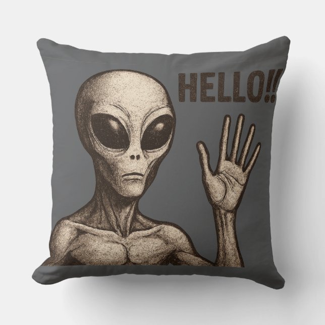 Grainy Encounter: Die Alien Gruß Kissen (Vorderseite)