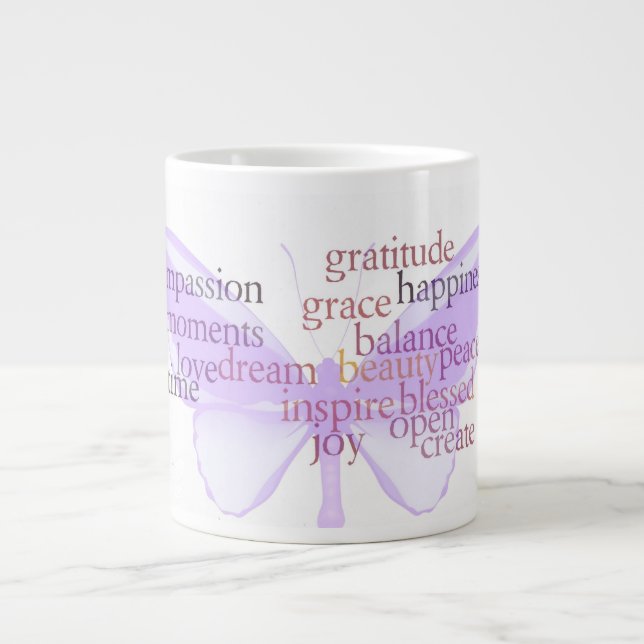 Graitude Schmetterlings-Tasse Jumbo-Tasse (Vorderseite)