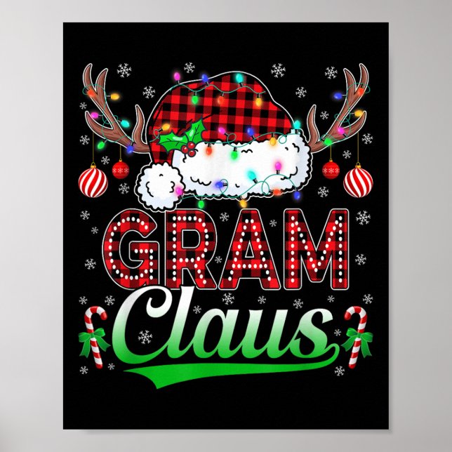 Gram Claus Weihnachtsbeleuchtung passt Familie Xma Poster (Vorne)