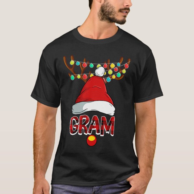 Gram Deer Matching Family Christmas Reindeer Face T-Shirt (Vorderseite)