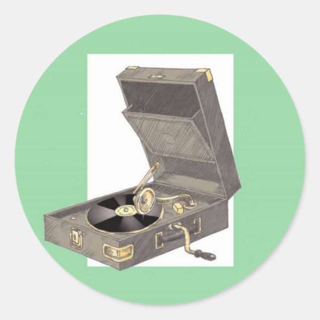 Gramaphon der 1920er runder aufkleber (Vorderseite)