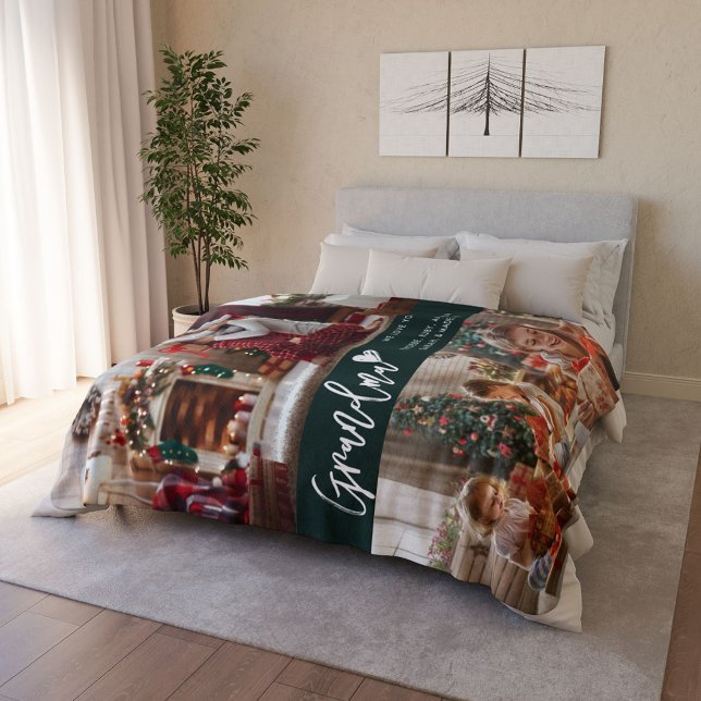 Gramdma Grandkids Foto Collage Weihnachten Sherpadecke (Gramdma Grandkids Photo Collage Christmas Sherpa Blanket)