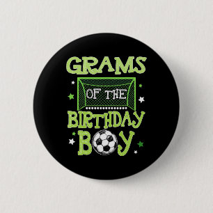 Gramm des Geburtstagsjungen Fußball-Familie passen Button