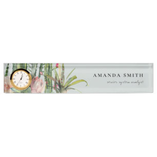 GRAMM PINK FLORAL DESERT CACTI FOLIAGE WATERCOLOR NAMENSPLAKETTE